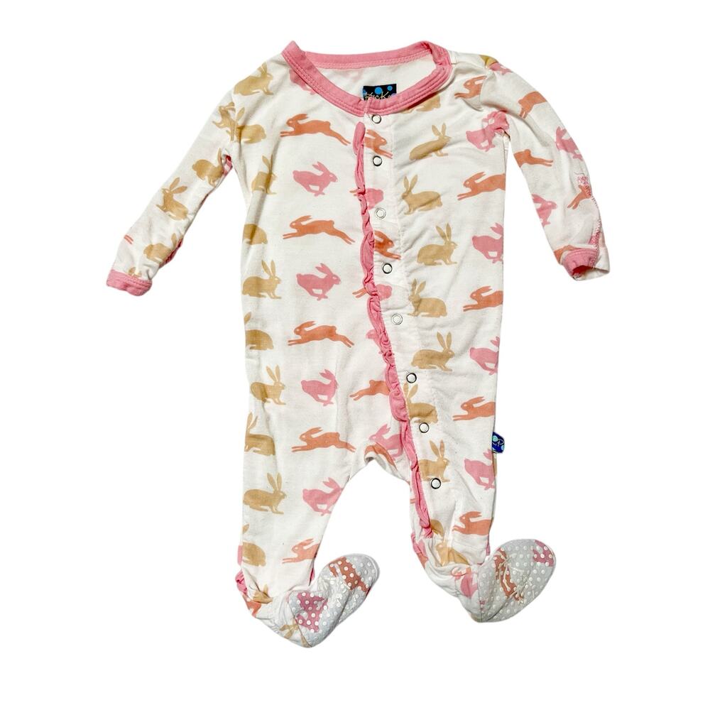 Kickee Pants Bunny Ruffle Bottom Pajamas Size 0-3m